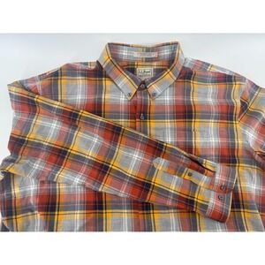 LL Bean  Shirt 2XL Tall Cotton Plaid Button Up Slightly Fitted Wrinkle Free